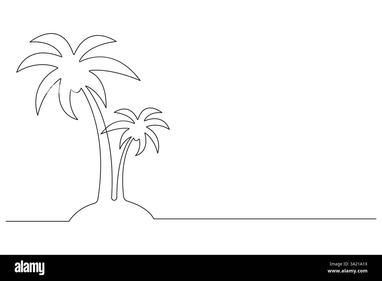 Disegno grafico continuo di una linea di un albero di palma di un'illustrazione vettoriale isolata Illustrazione Vettoriale