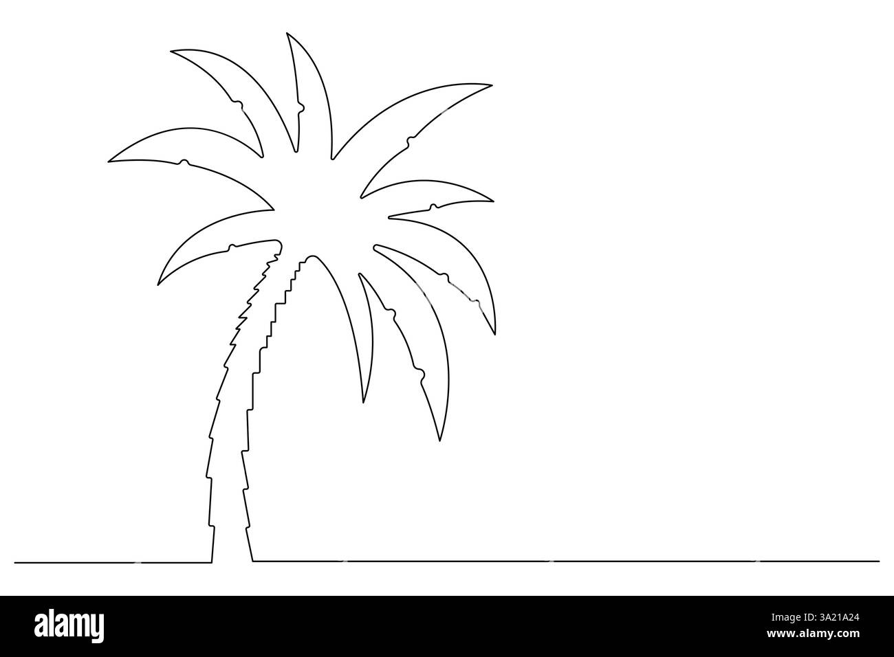 Disegno grafico continuo di una linea di un albero di palma di un'illustrazione vettoriale isolata Illustrazione Vettoriale