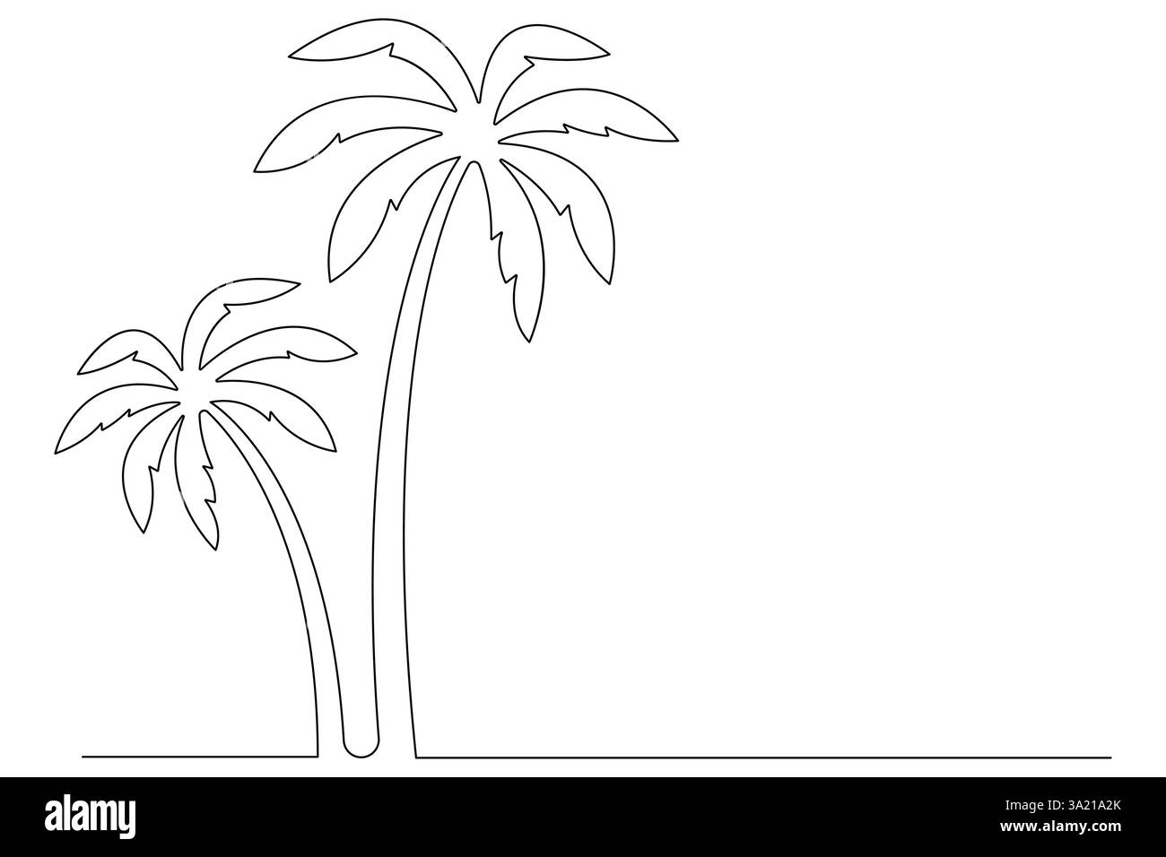 Disegno grafico continuo di una linea di un albero di palma di un'illustrazione vettoriale isolata Illustrazione Vettoriale
