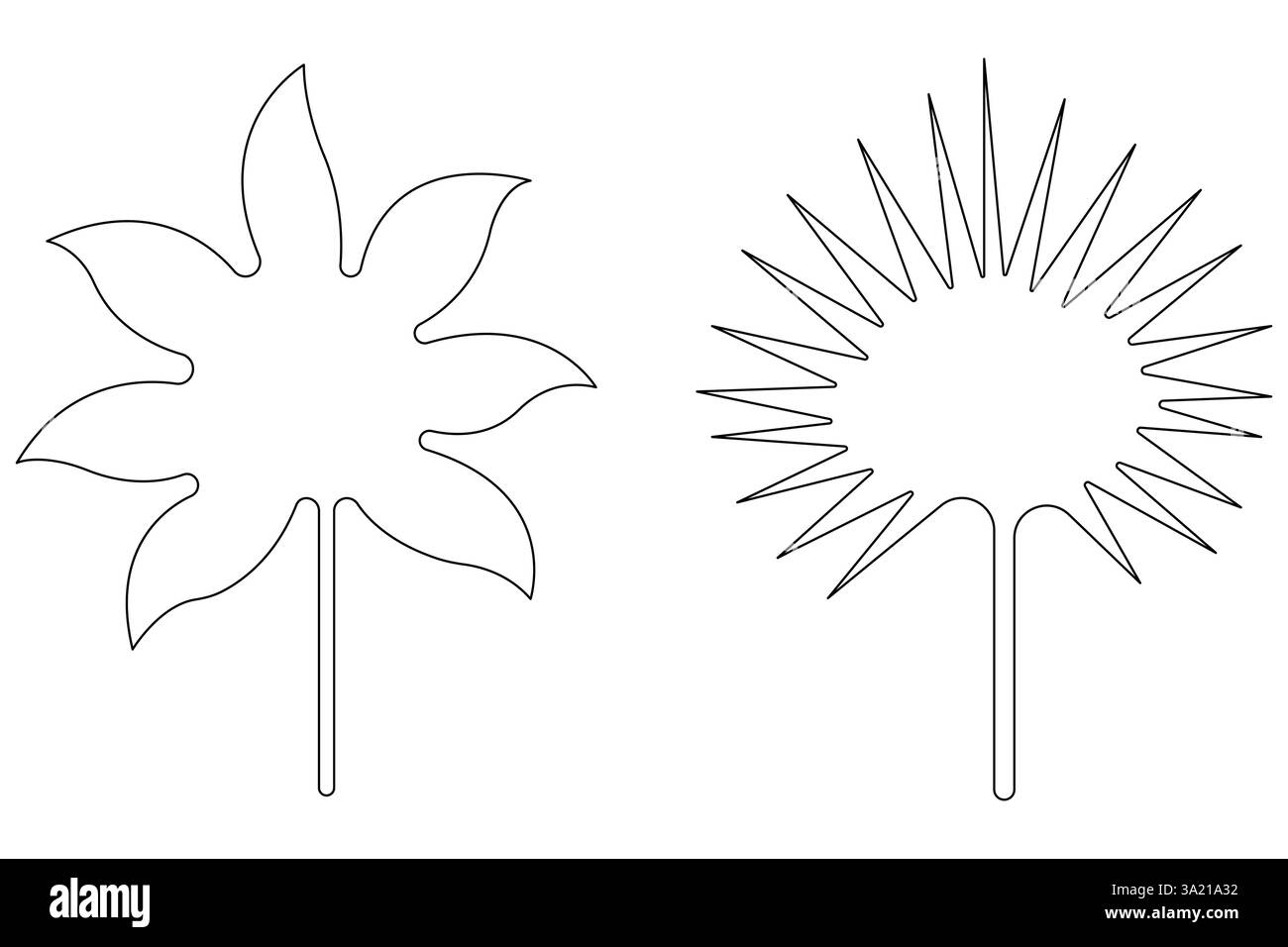 Disegno grafico continuo di una linea di un albero di palma di un'illustrazione vettoriale isolata Illustrazione Vettoriale