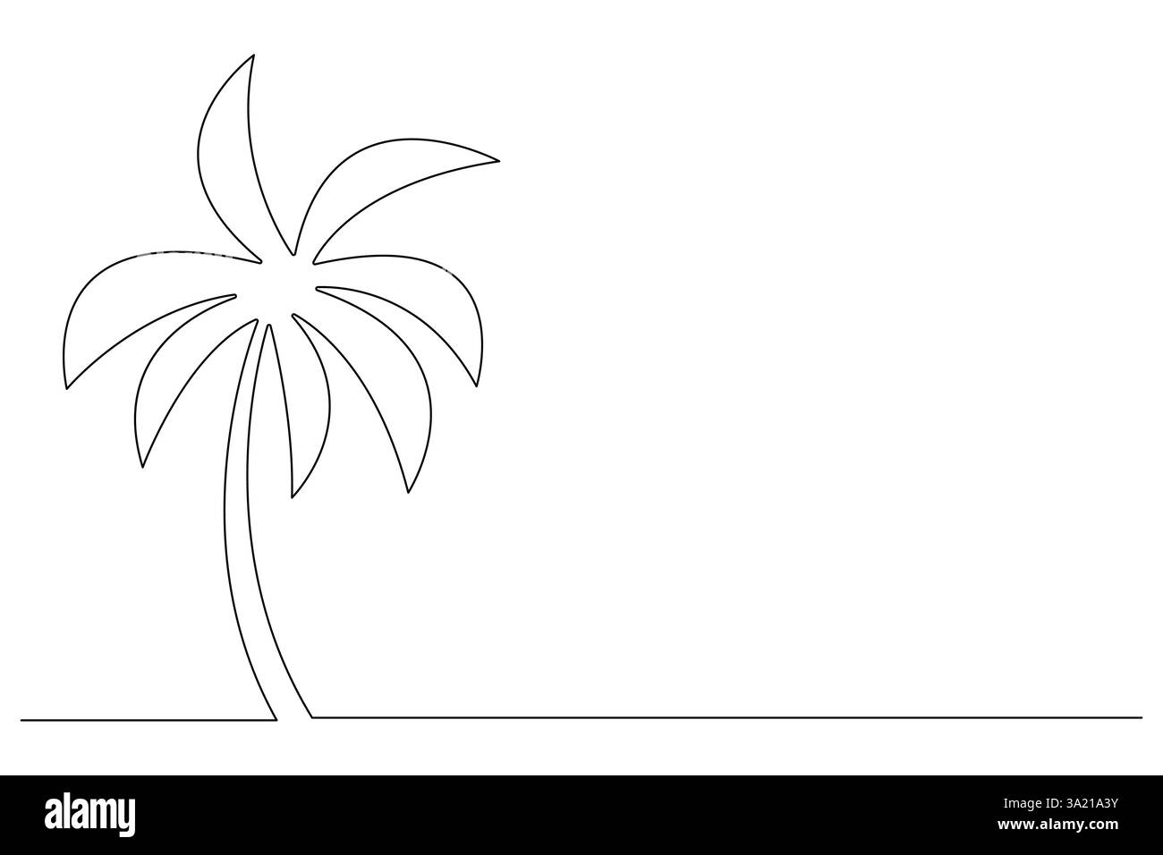 Disegno grafico continuo di una linea di un albero di palma di un'illustrazione vettoriale isolata Illustrazione Vettoriale