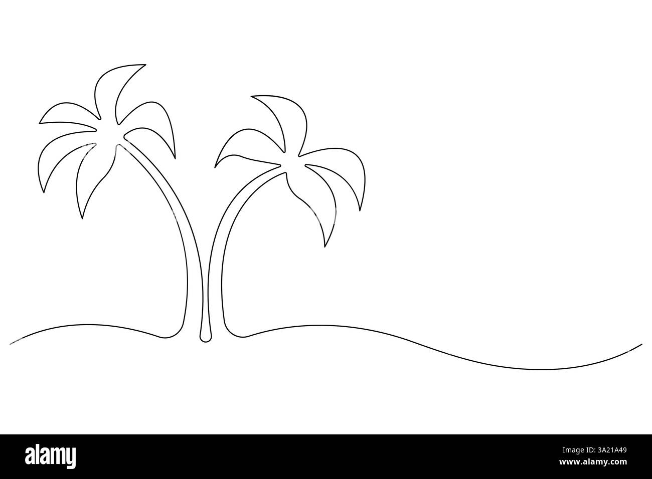 Disegno grafico continuo di una linea di un albero di palma di un'illustrazione vettoriale isolata Illustrazione Vettoriale