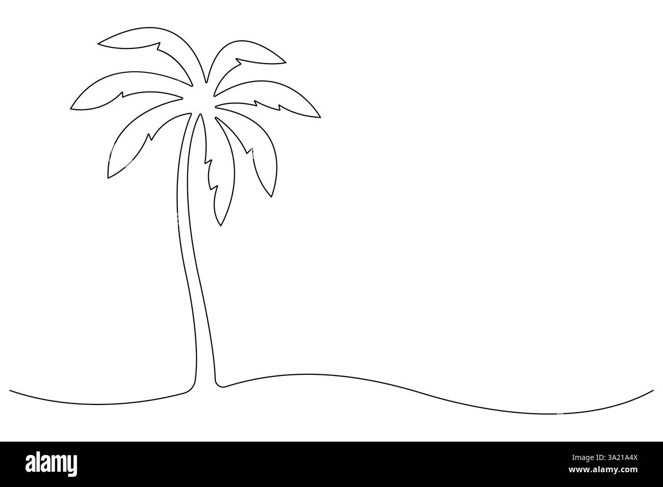 Disegno grafico continuo di una linea di un albero di palma di un'illustrazione vettoriale isolata Illustrazione Vettoriale
