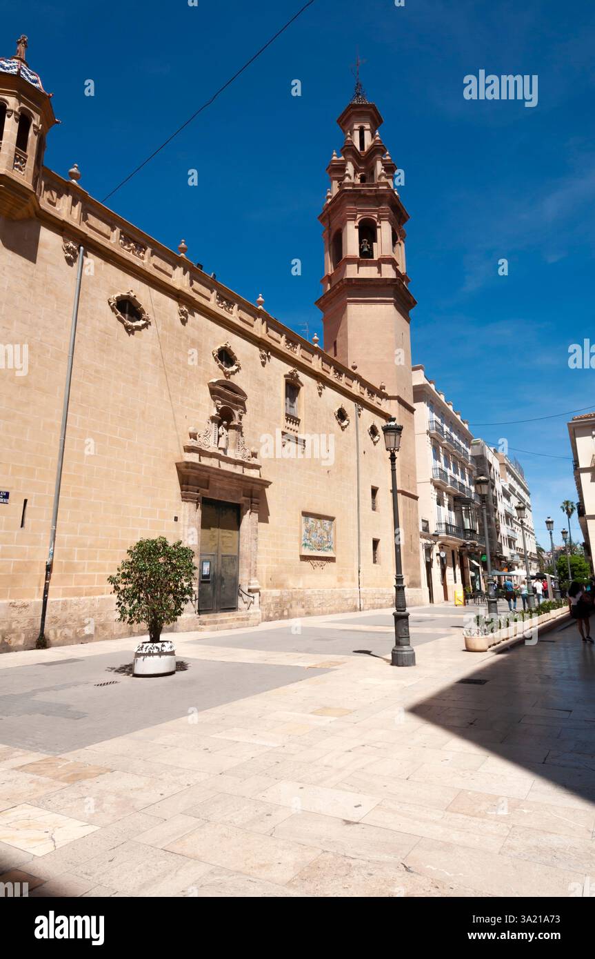 Iglesia de San Lorenzo, campanile in stile barocco, città di Valencia, Comunità Valenciana, Spagna Foto Stock
