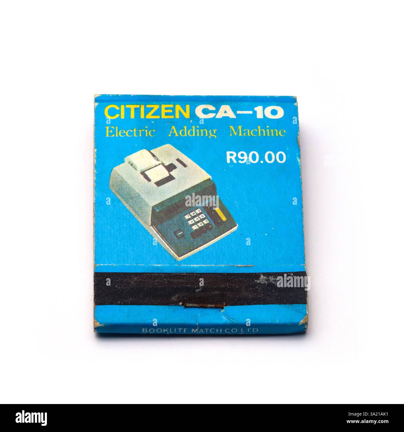 matchbook del 1960 che pubblicizza una calcolatrice Citizen CA-10 Electric Adding Machine Foto Stock