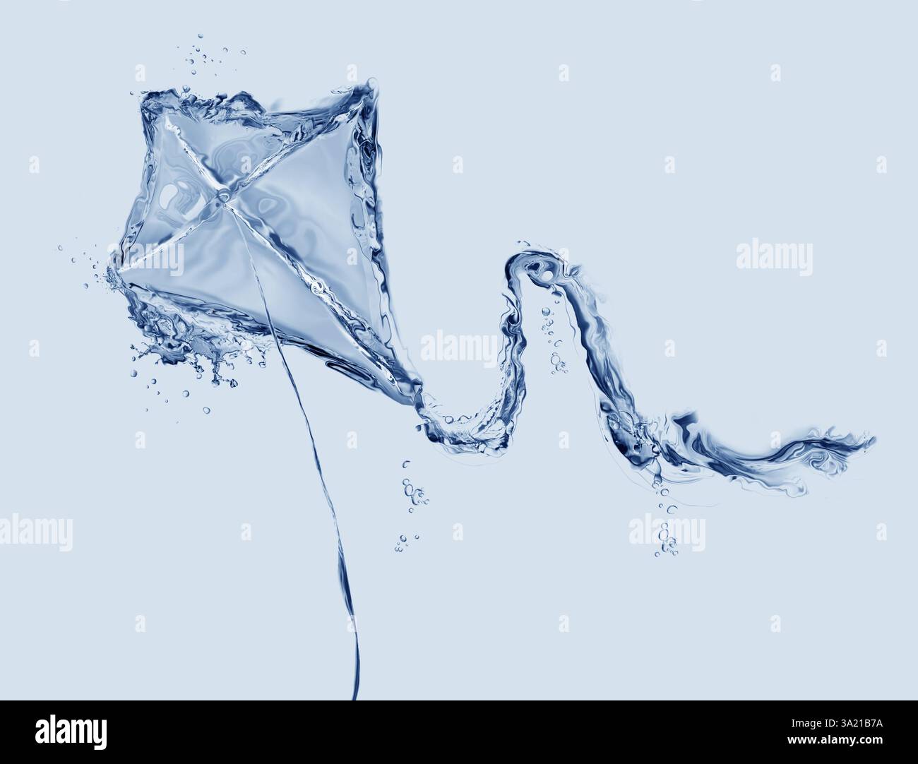 Un aquilone fatto di acqua blu che vola. Foto Stock