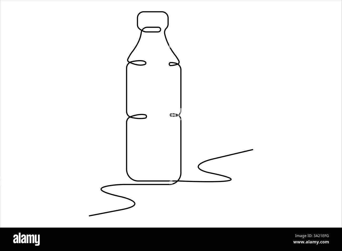 Flacone di plastica continuo disegno su una linea del disegno disegno, illustrazione vettoriale Illustrazione Vettoriale