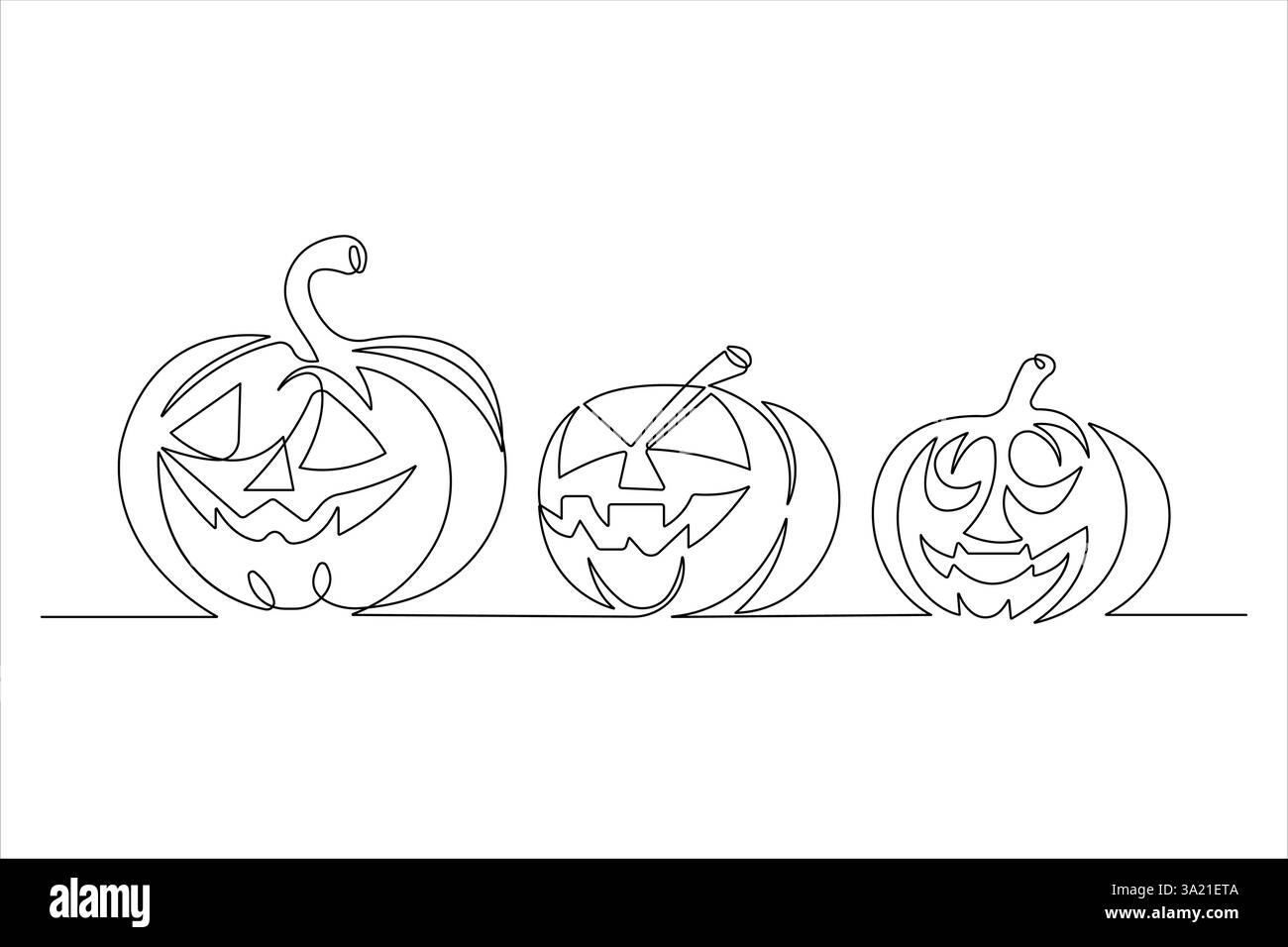 Disegno grafico continuo su una linea dell'illustrazione vettoriale del design della zucca Illustrazione Vettoriale