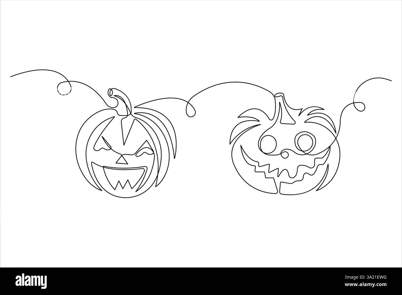 Disegno grafico continuo su una linea dell'illustrazione vettoriale del design della zucca Illustrazione Vettoriale