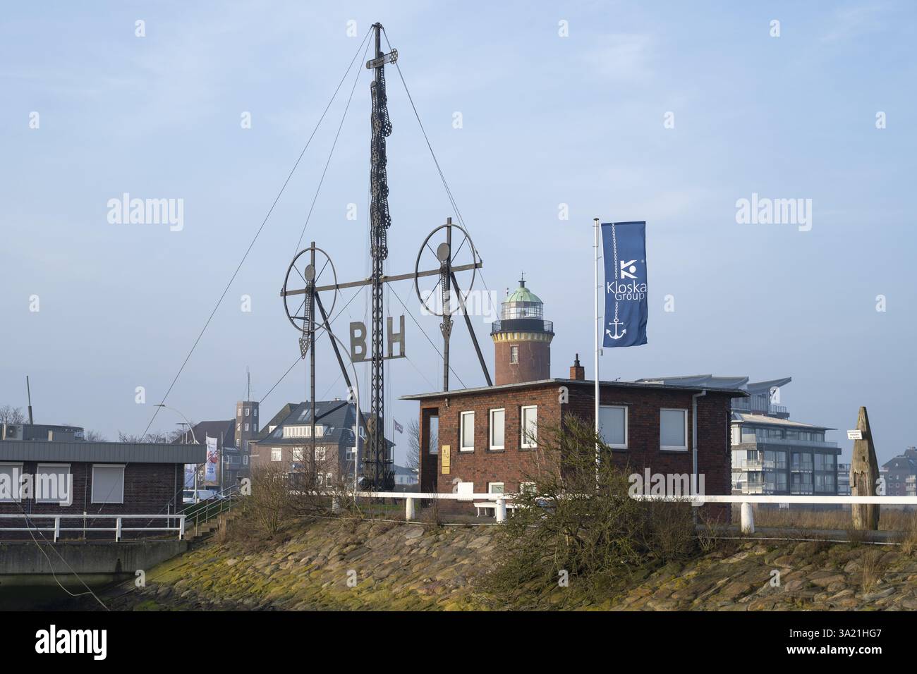 Semaphore, Porto Vecchio, Cuxhaven, bassa Sassonia, Germania, Europa Foto Stock