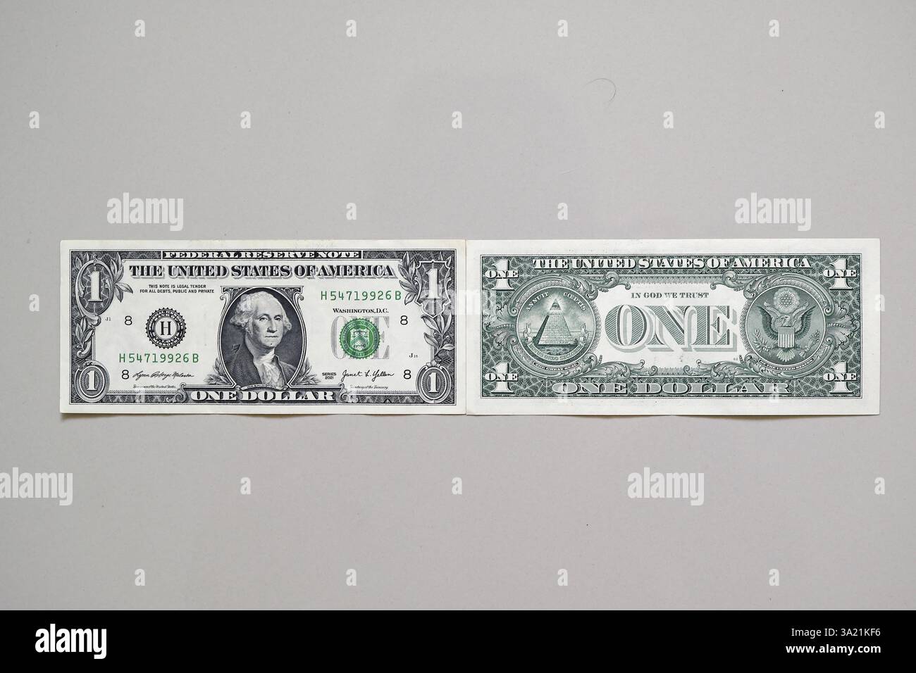 banconota da 1 dollaro davanti e dietro Foto Stock