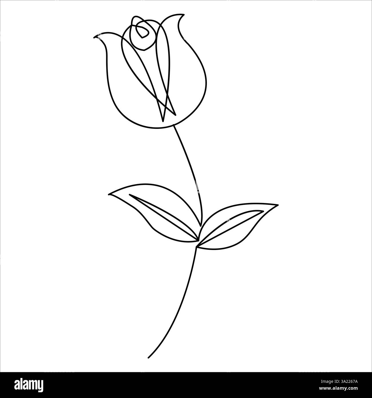 Illustrazione vettoriale a linea singola continua dello stile rose Flower Illustrazione Vettoriale