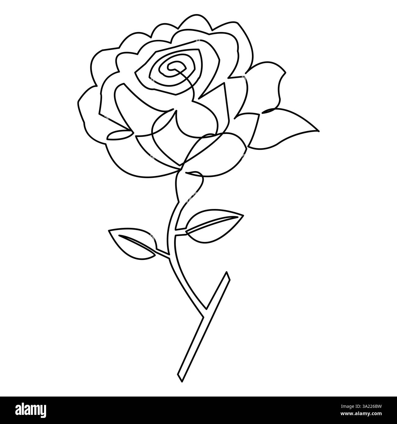 Illustrazione vettoriale a linea singola continua dello stile rose Flower Illustrazione Vettoriale