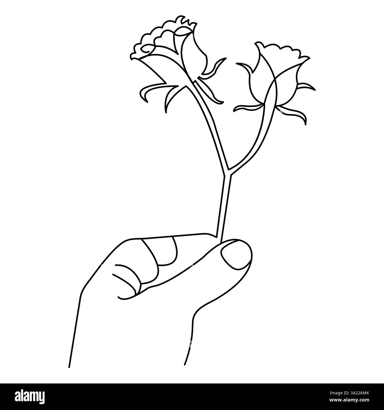 Illustrazione vettoriale a linea singola continua dello stile rose Flower Illustrazione Vettoriale