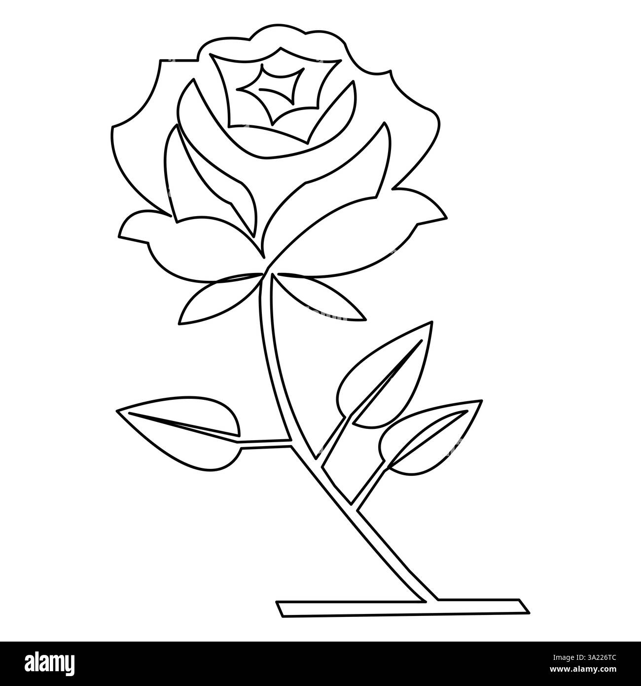 Illustrazione vettoriale a linea singola continua dello stile rose Flower Illustrazione Vettoriale