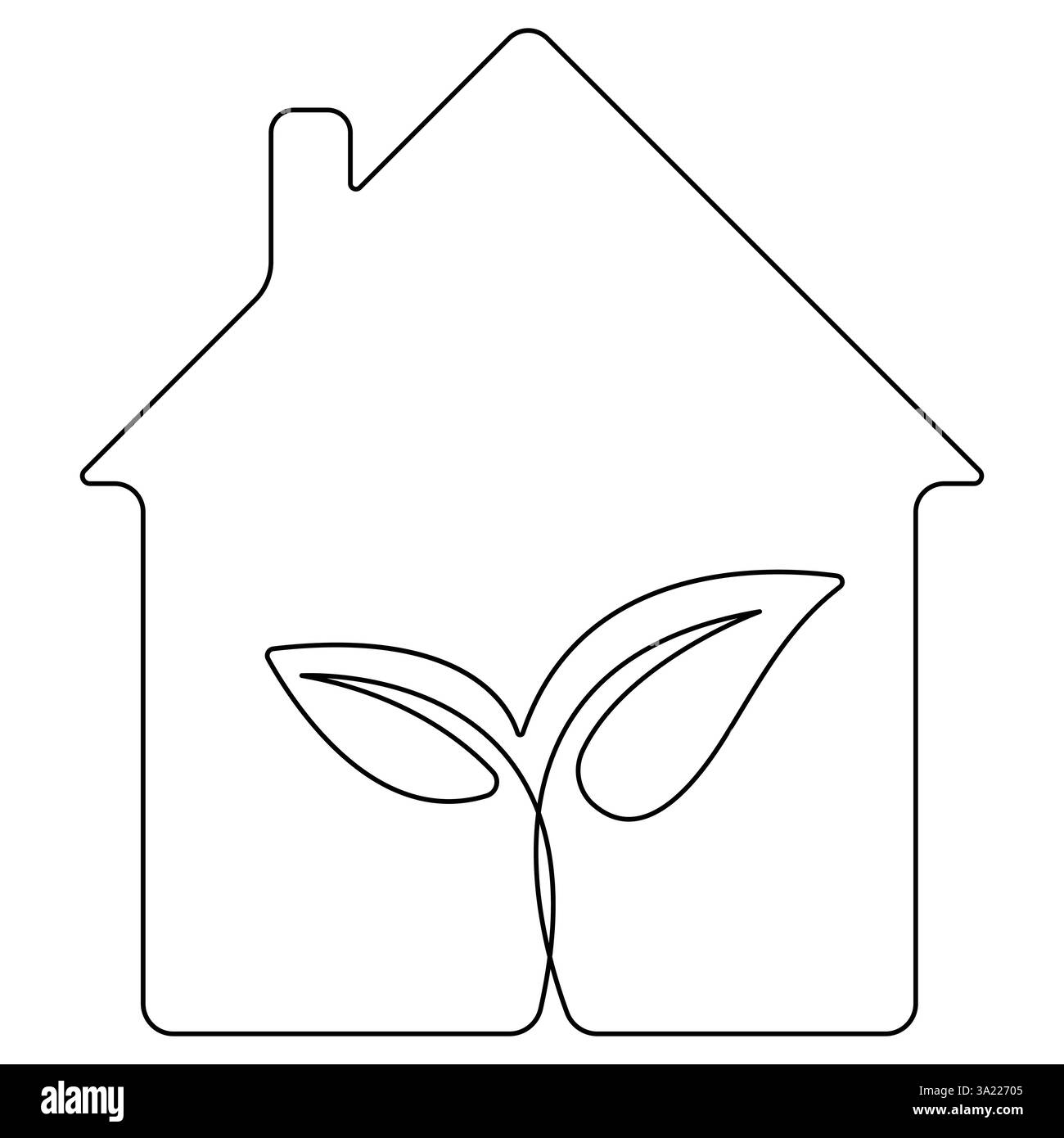 Casa con spina, impianto e lampadina a singola linea continua che disegna il concetto di energia verde Illustrazione Vettoriale