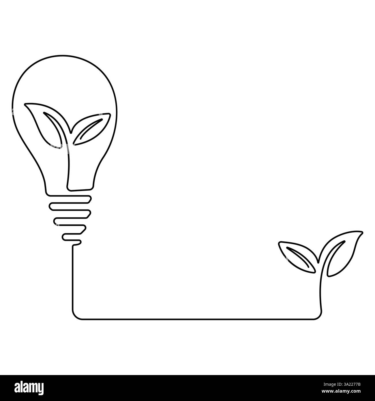 Casa con spina, impianto e lampadina a singola linea continua che disegna il concetto di energia verde Illustrazione Vettoriale