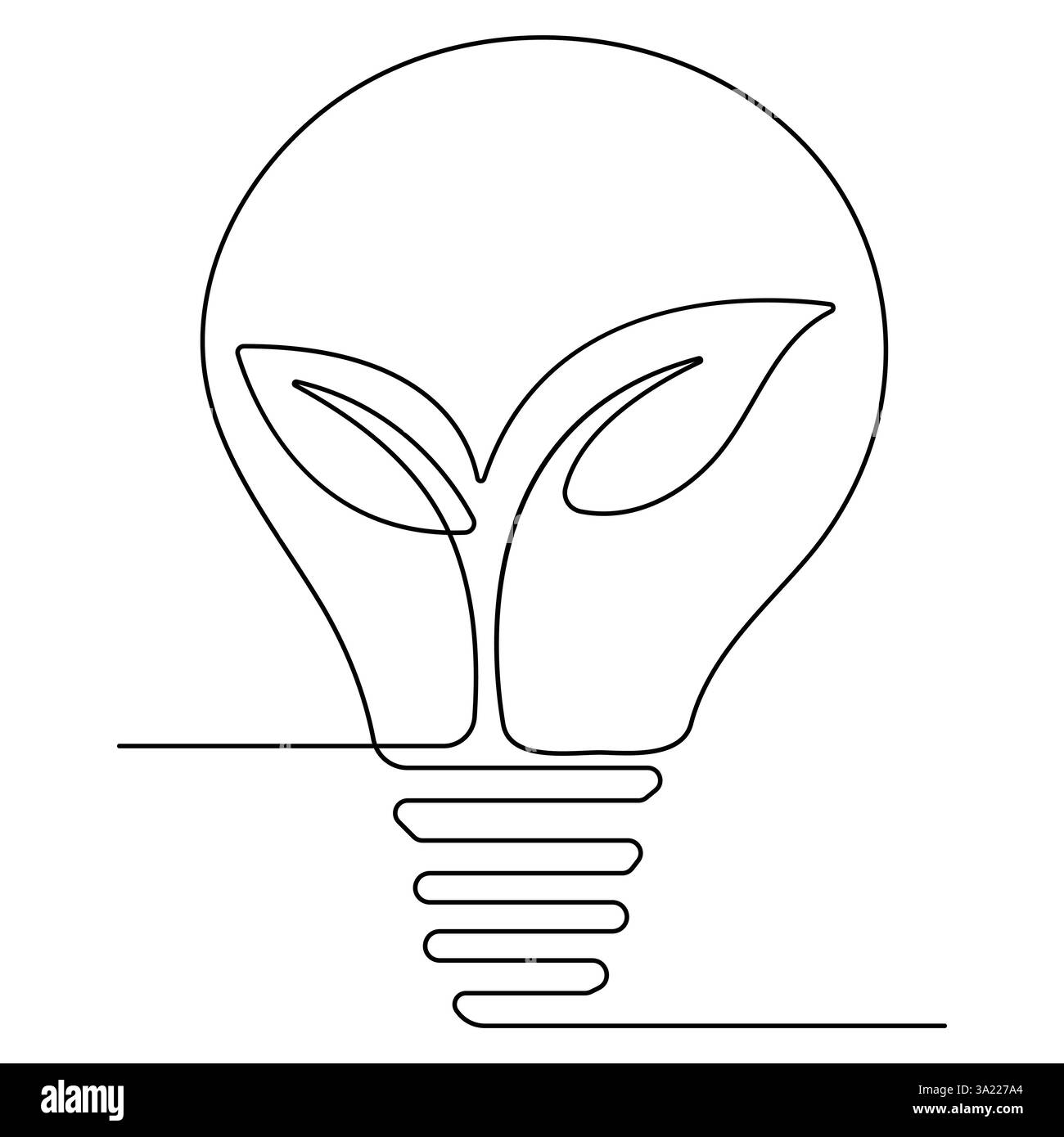 Casa con spina, impianto e lampadina a singola linea continua che disegna il concetto di energia verde Illustrazione Vettoriale