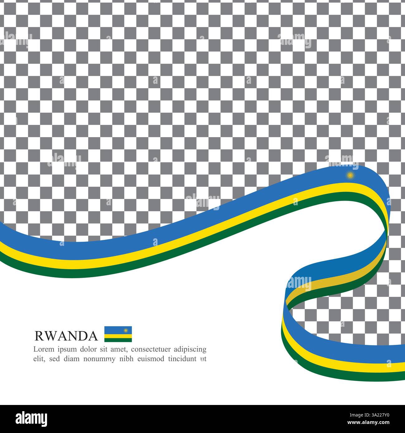 Vettore di stock di nastri di bandiera nazionale del Ruanda Illustrazione Vettoriale