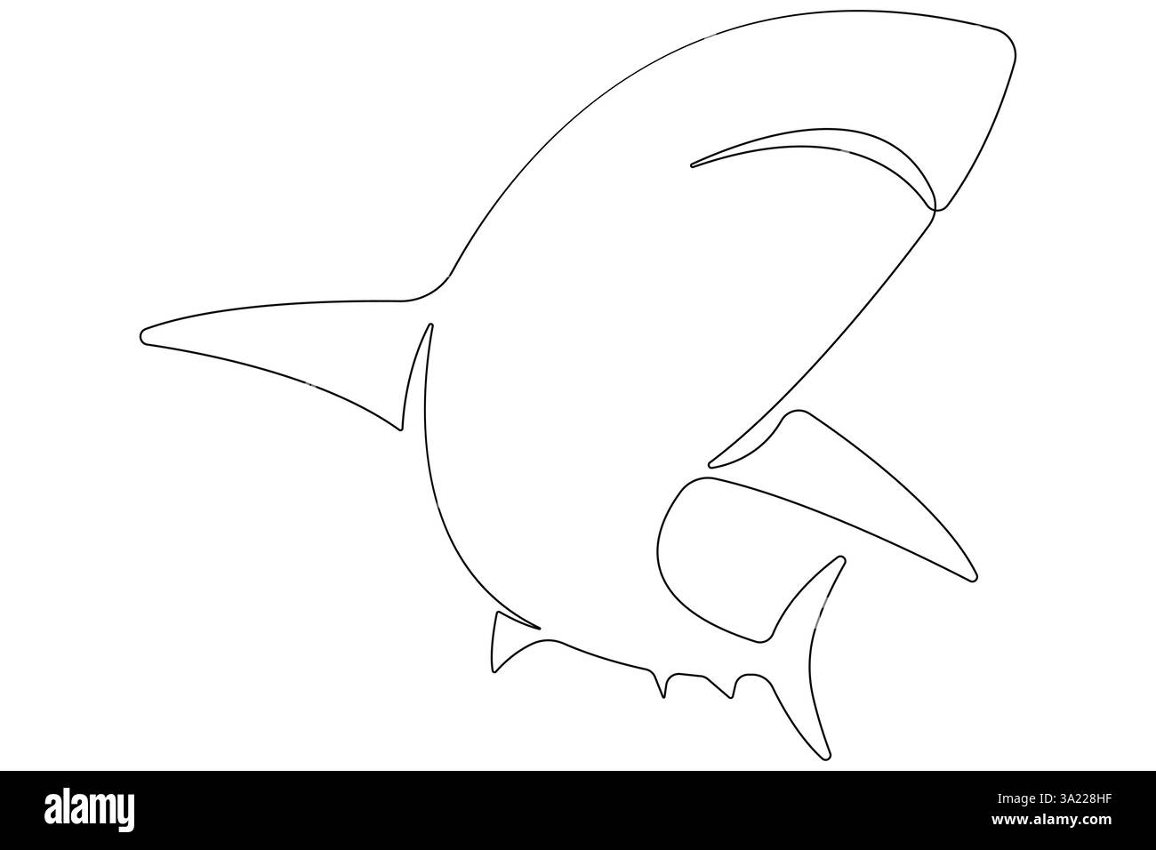 Un disegno continuo a linea singola di pesci marini di squalo delinea un'illustrazione minimalista vettoriale Illustrazione Vettoriale