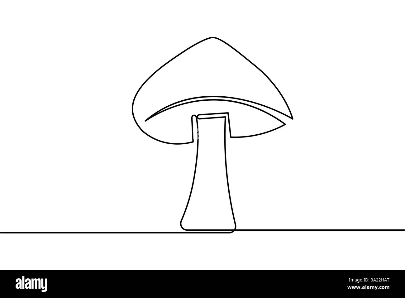 Immagine a linea singola continua a fungo e illustrazione vettoriale con contorno isolato Illustrazione Vettoriale