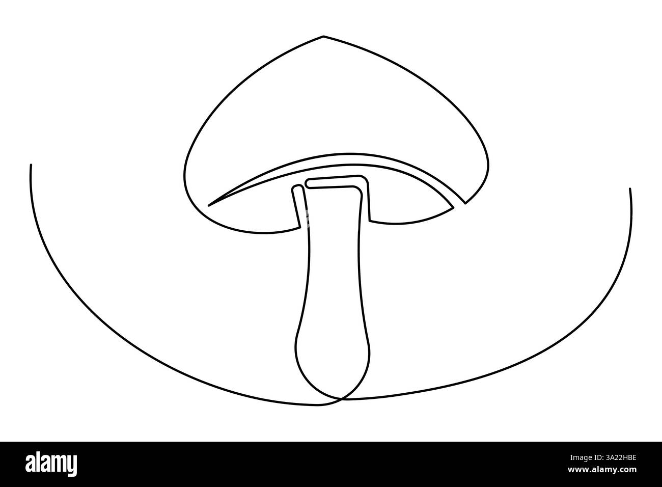 Immagine a linea singola continua a fungo e illustrazione vettoriale con contorno isolato Illustrazione Vettoriale