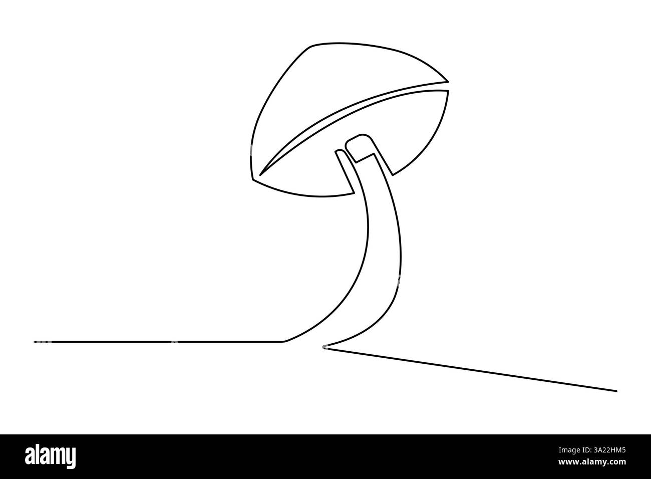 Immagine a linea singola continua a fungo e illustrazione vettoriale con contorno isolato Illustrazione Vettoriale