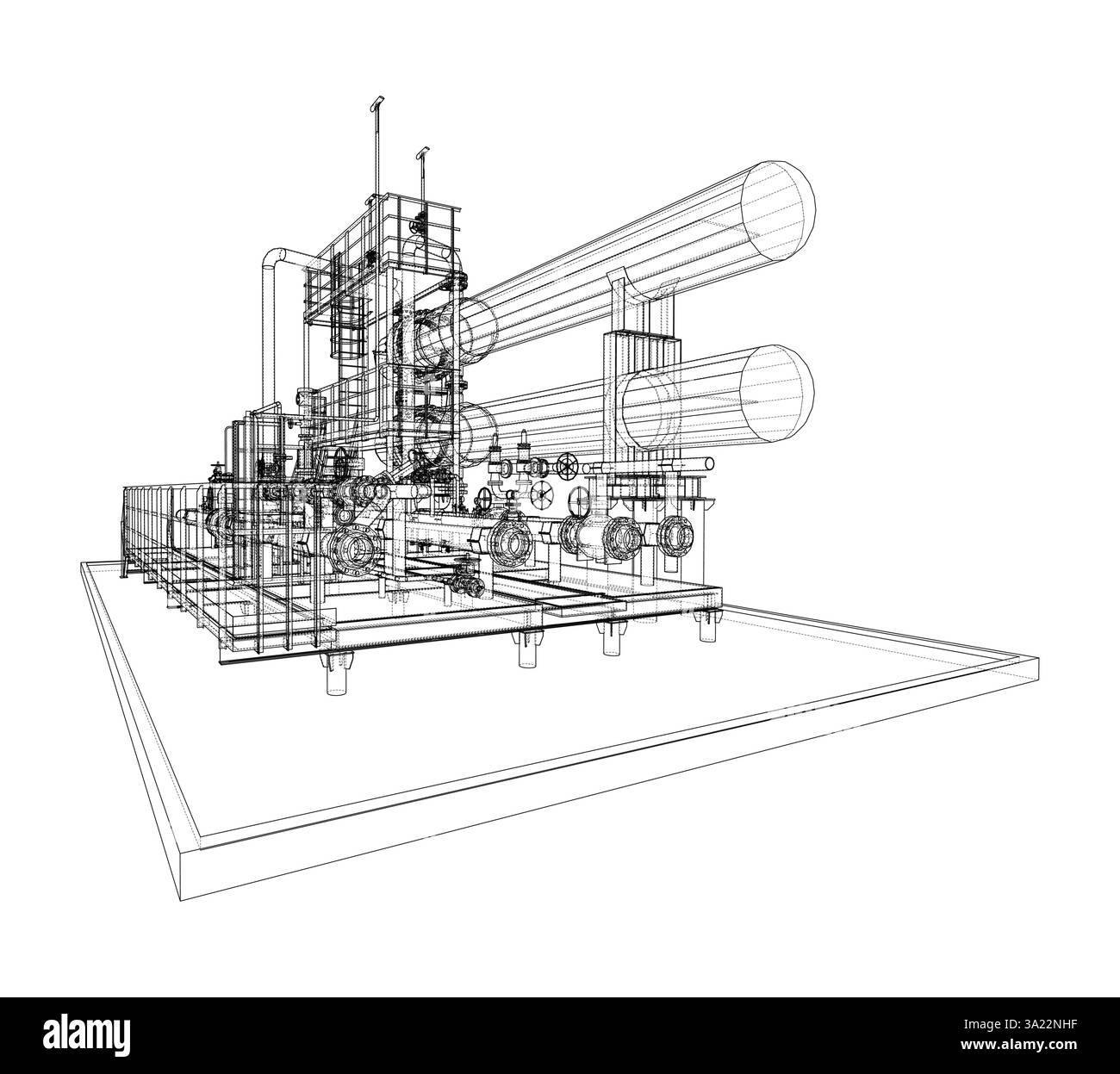 Scambiatore riscaldatore per applicazioni petrolifere. Rendering vettoriale del 3d. Illustrazione Vettoriale
