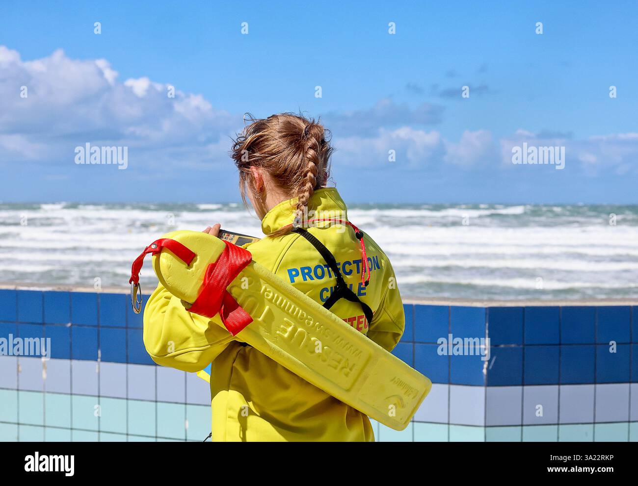 Wimereux (Francia settentrionale): Bagnino della difesa civile Foto Stock
