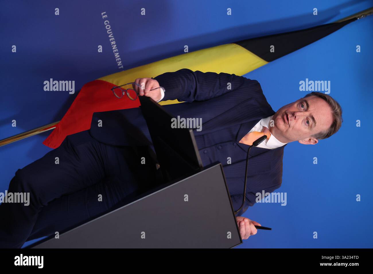 Senningen, Lussemburgo. 11 marzo 2025. Il primo ministro Bart De Wever, nella foto, durante un vertice dei paesi del Benelux, Lussemburgo, Paesi Bassi e Belgio, a Senningen, Lussemburgo. I tre capi di governo discuteranno le principali questioni della politica europea e internazionale. BELGA PHOTO VIRGINIE LEFOUR credito: Belga News Agency/Alamy Live News Foto Stock