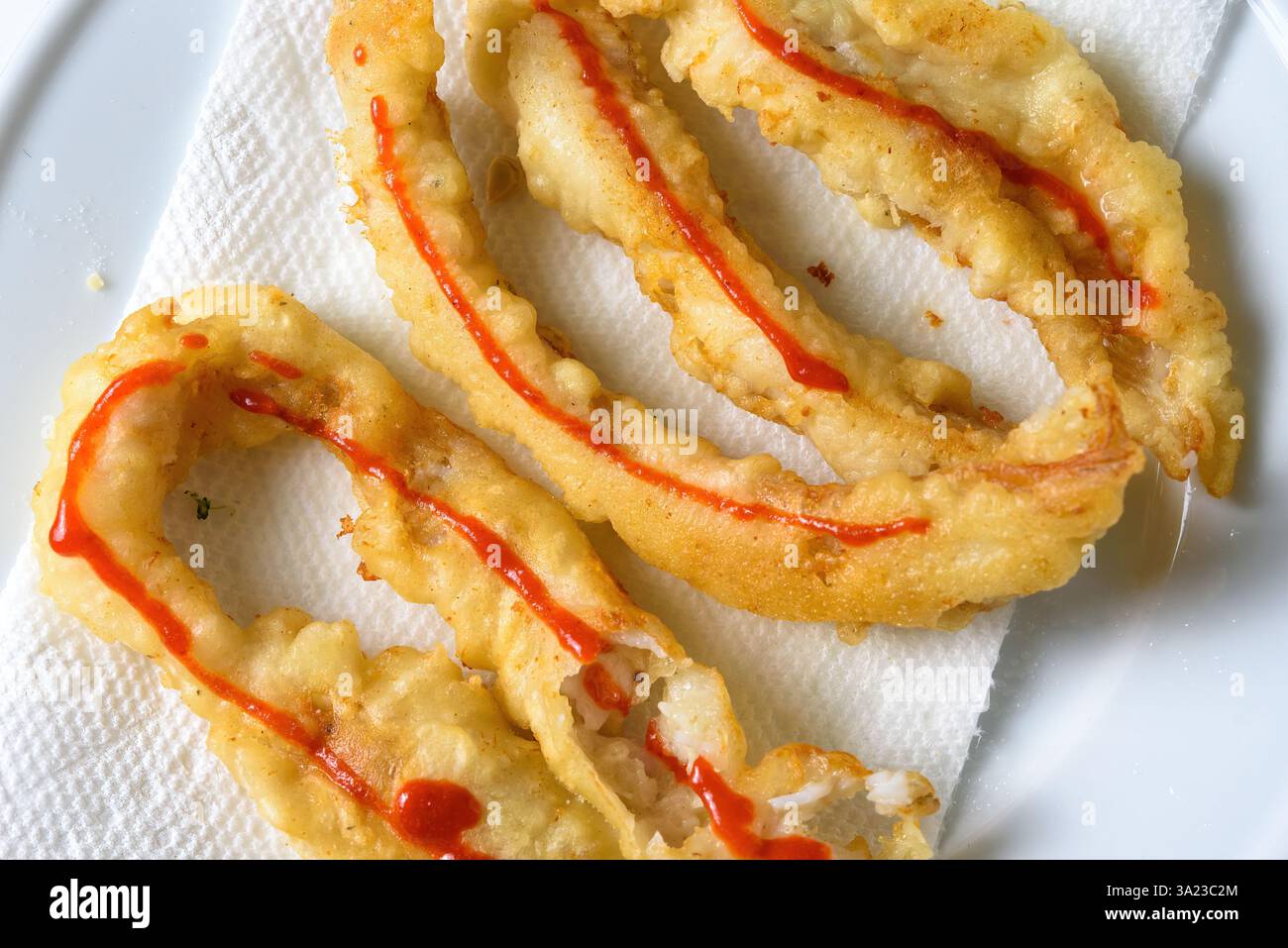 Cibo a base di pesce impanato Foto Stock