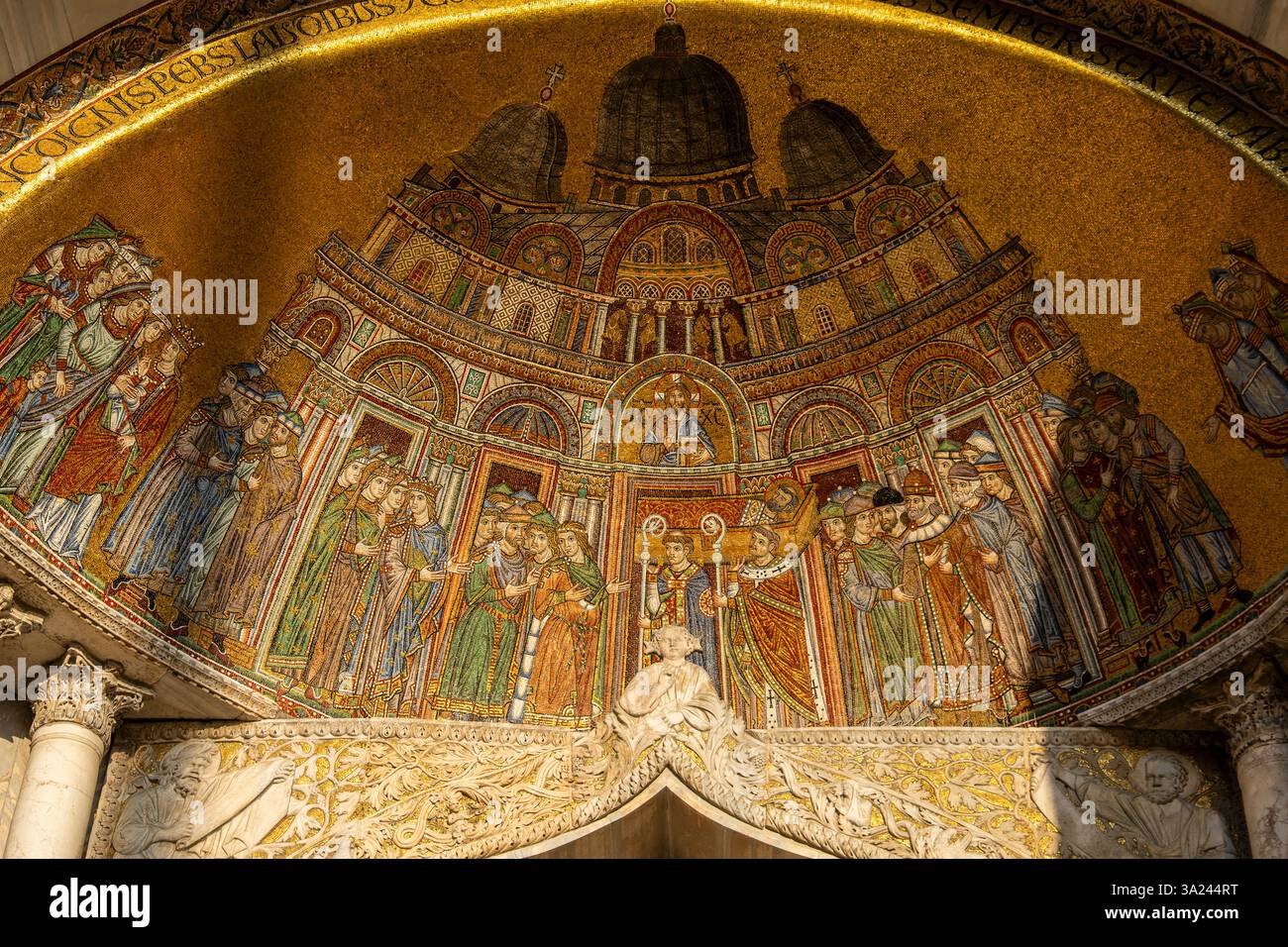 Dettaglio mosaico della Basilica di San Marco, San Marco, Piazza San Marco, Venezia, Italia. Foto Stock