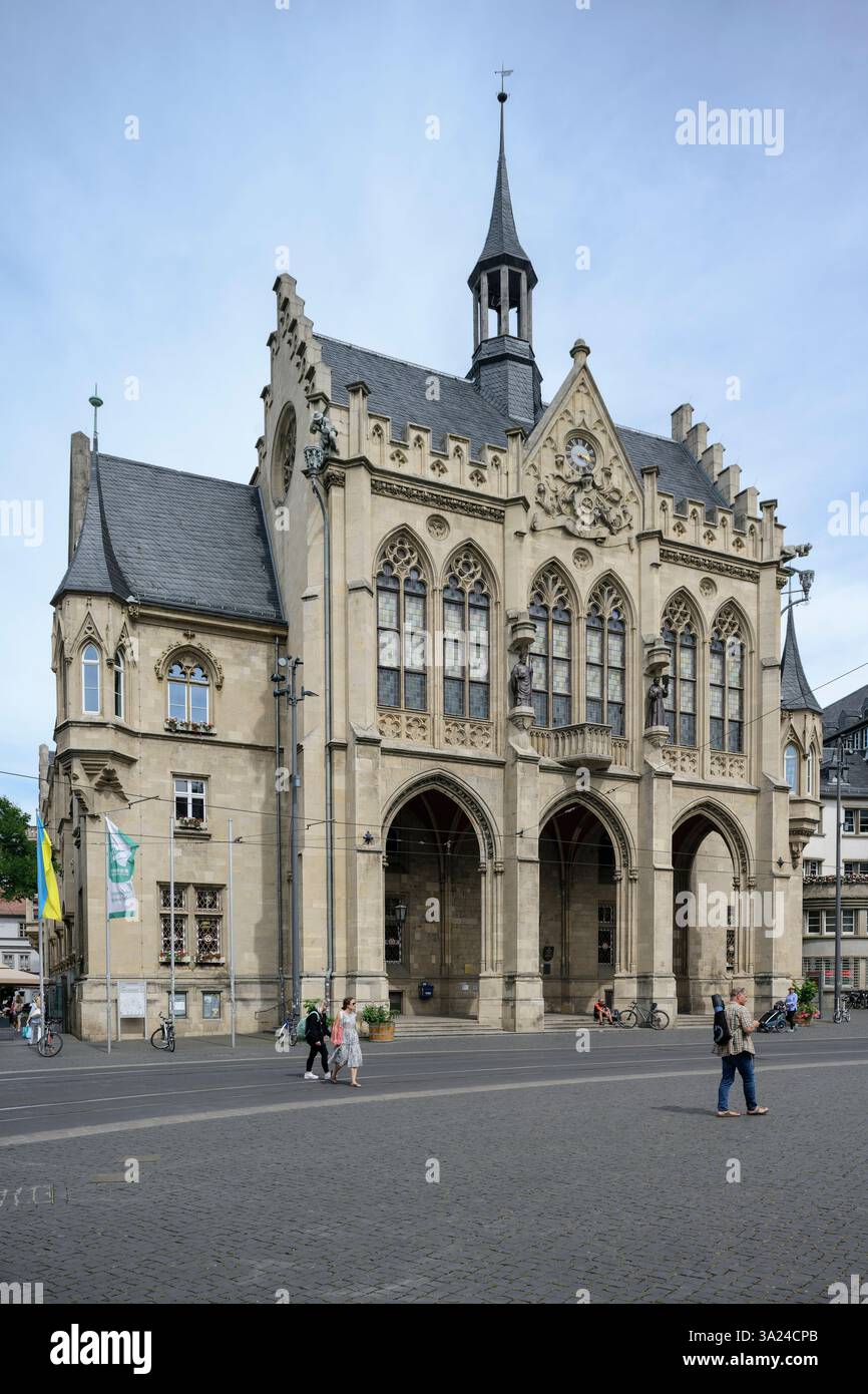 Municipio gotico di Erfurt, capitale dello stato, libero Stato di Turingia, Germania, Europa Foto Stock