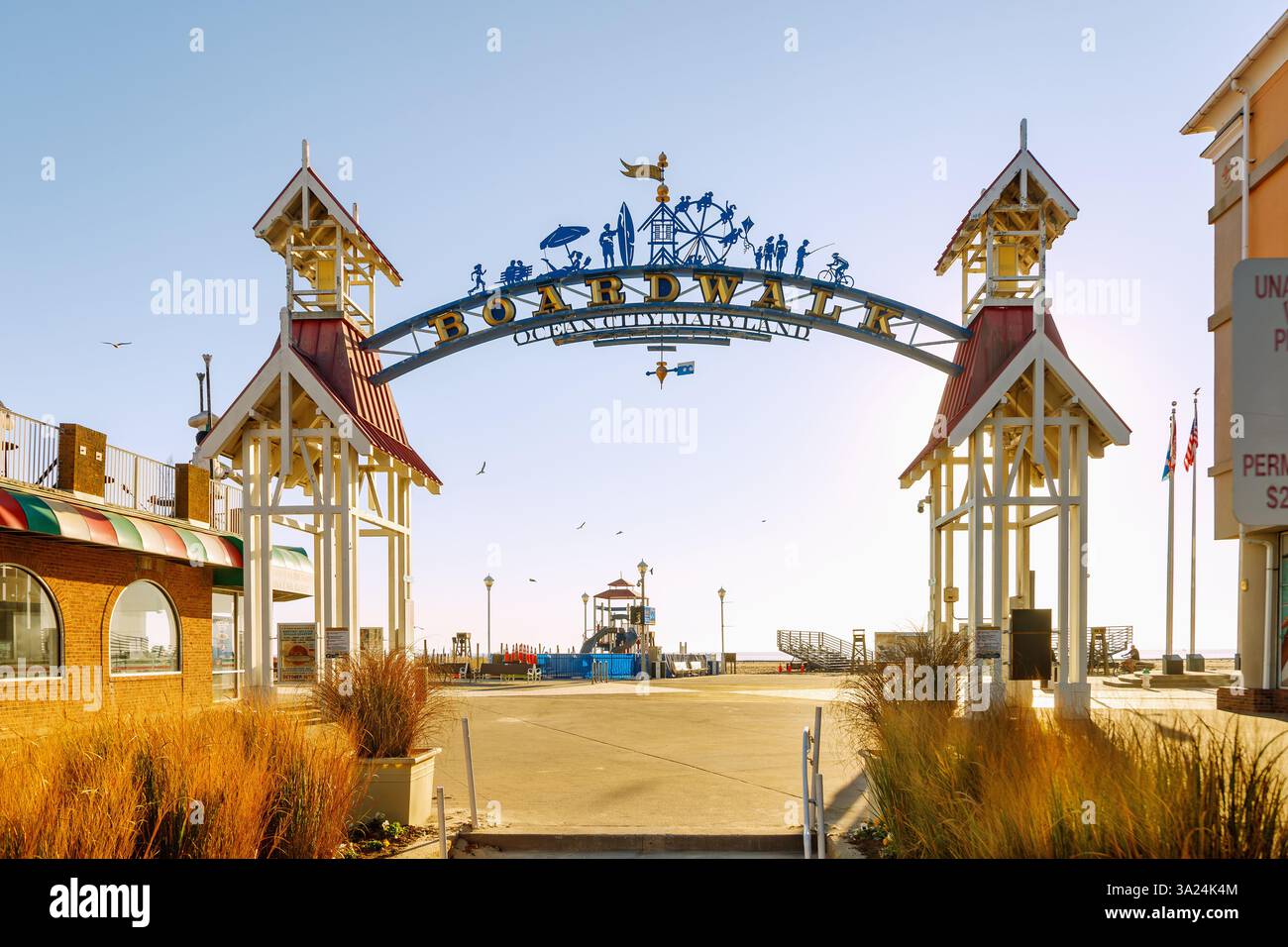Porta d'ingresso al lungomare di Ocean City, Worcester County, Maryland, USA Foto Stock