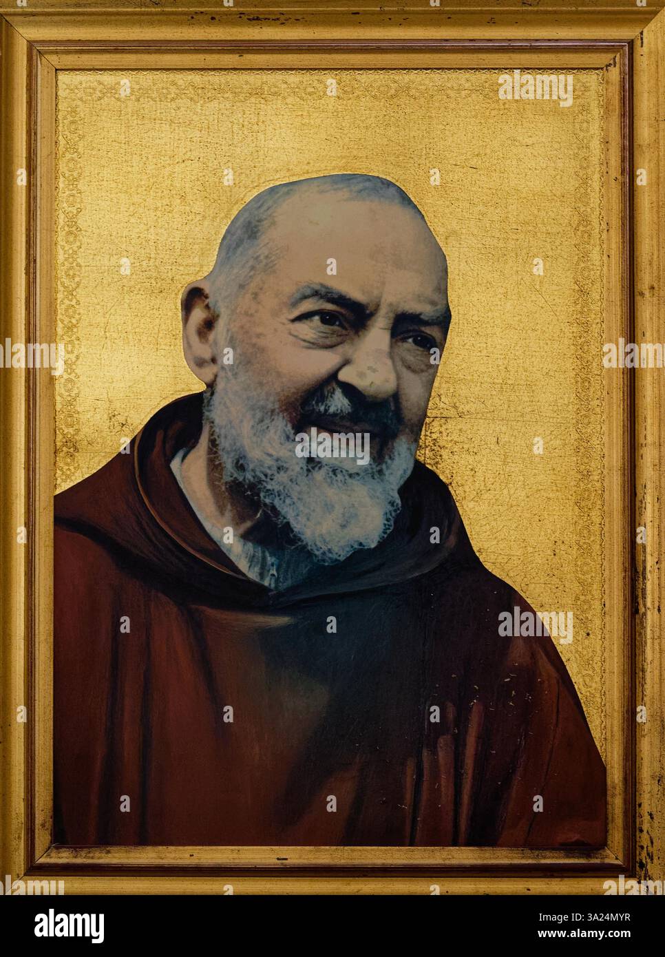 Napoli, ITALIA - 10-24-2024: Quadro di San padre Pio da Pietrelcina. Foto Stock