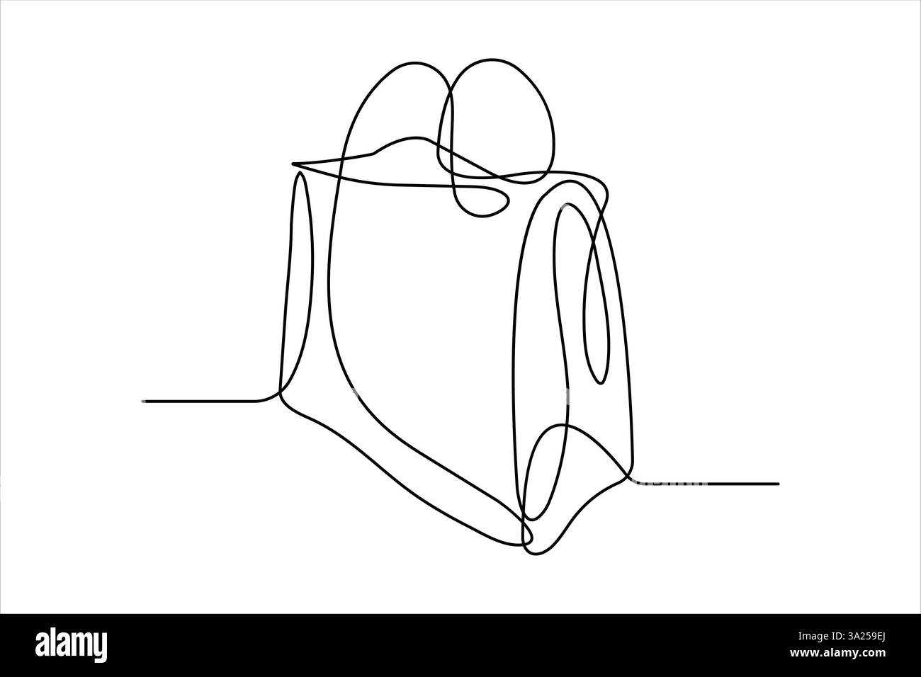 Disegno continuo a linea singola del design della shopping bag. Illustrazione vettoriale su una sola riga del sacchetto di carta Illustrazione Vettoriale