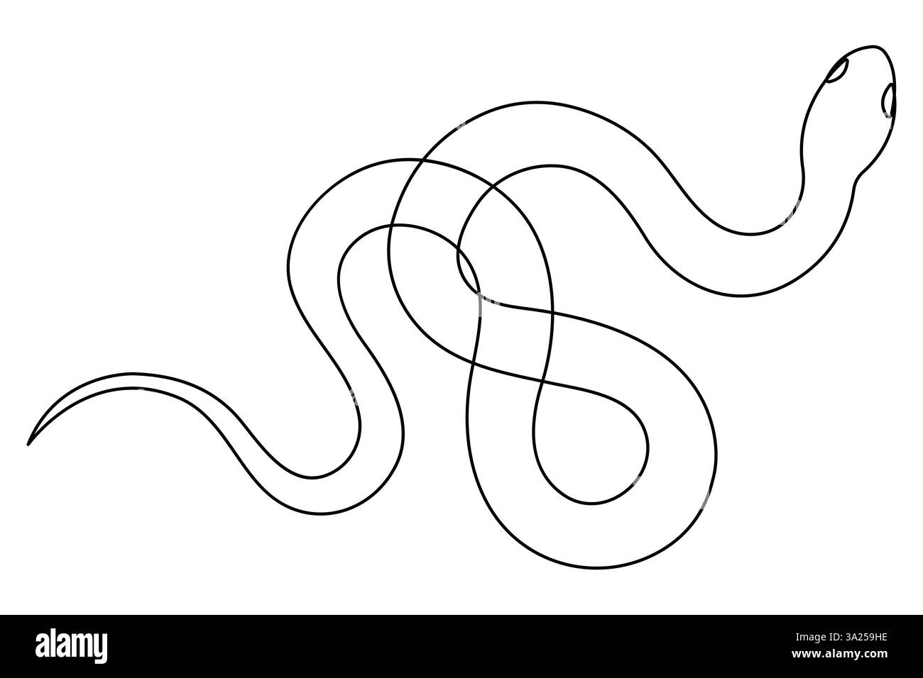 Simbolo di disegno a mano a una linea continua di serpente. Profilo del serpente velenoso dei rettili, concetto di natura selvaggia Illustrazione Vettoriale