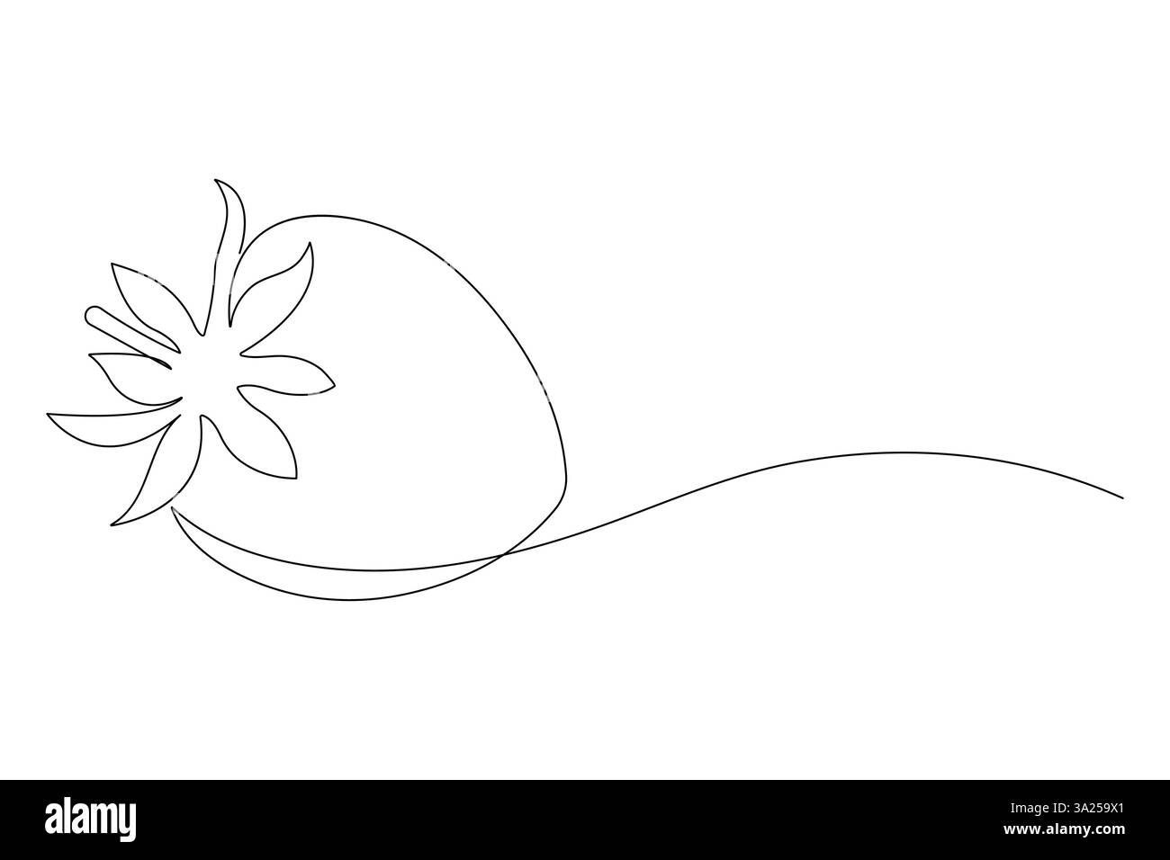 Disegno a linea singola continua di fragole biologiche per la frutta icona frutti freschi concetto fruttato Illustrazione Vettoriale
