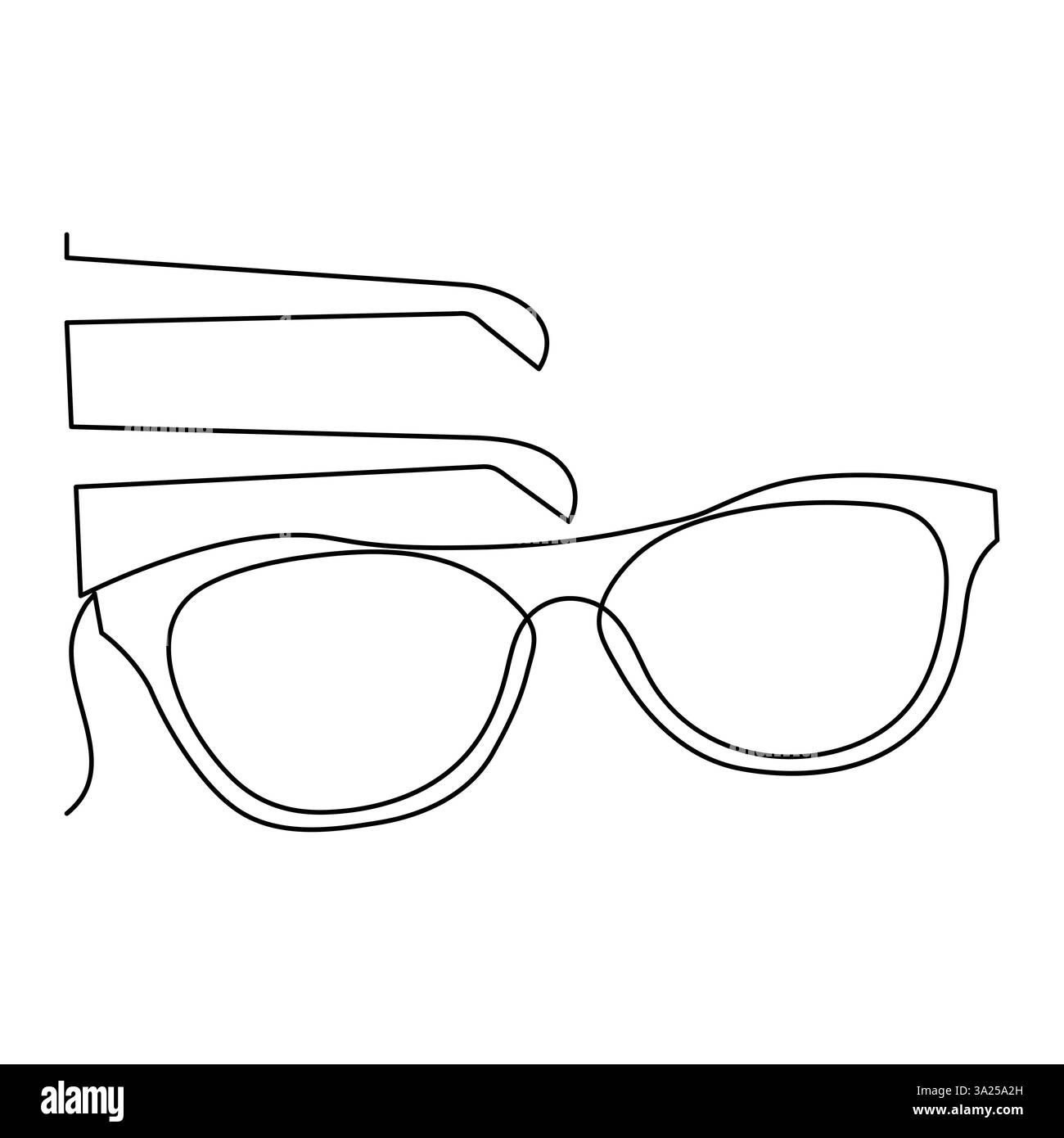 Il design continuo degli occhiali da sole disegnati a mano su una linea delinea l'illustrazione vettoriale di un modello minimalista Illustrazione Vettoriale