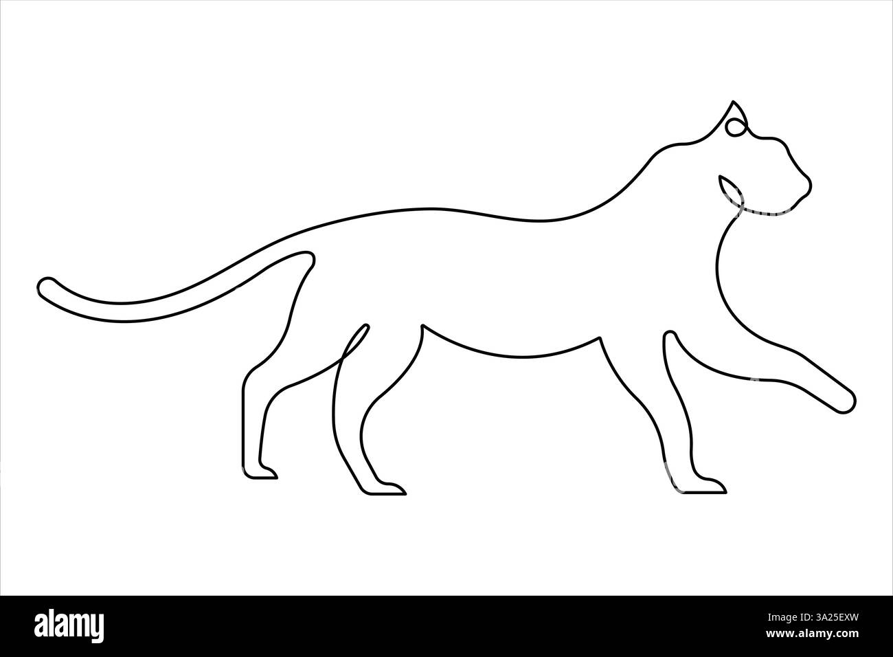 Tigre continua un disegno di stile su una sola linea. illustrazione vettoriale contorno animale selvatico tigre Illustrazione Vettoriale