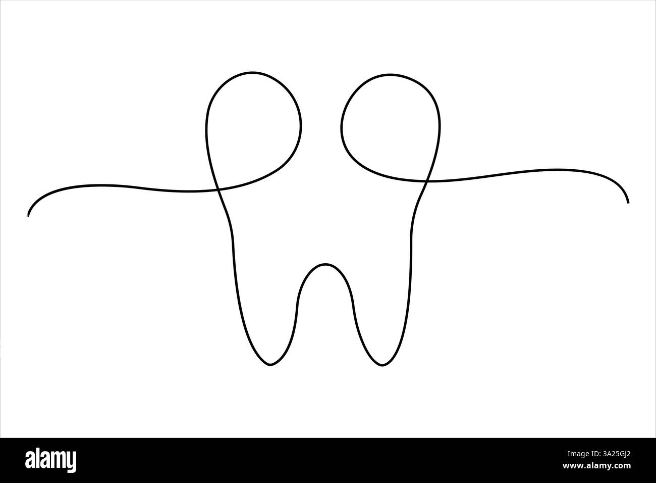 Disegno a una linea continua a denti di design minimalista vettoriale Illustrazione Vettoriale
