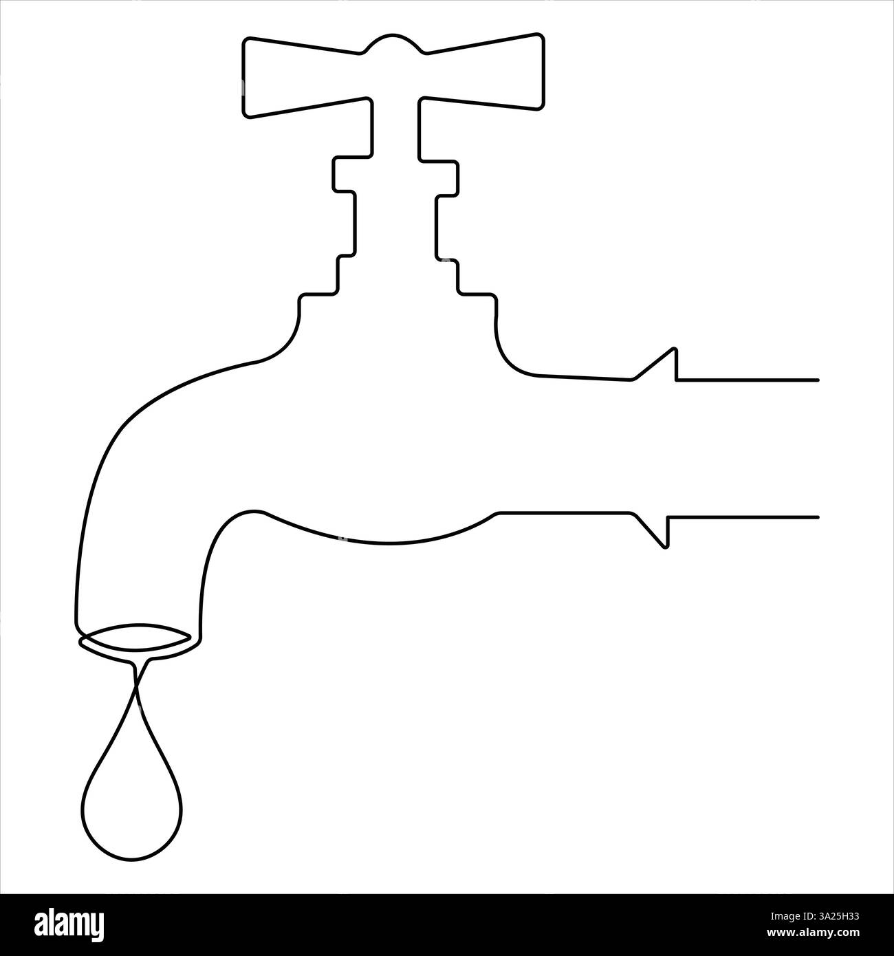 La grafica continua su una linea disegna gocce d'acqua sulle mani, il concetto di giornata mondiale dell'acqua delinea l'illustrazione vettoriale Illustrazione Vettoriale