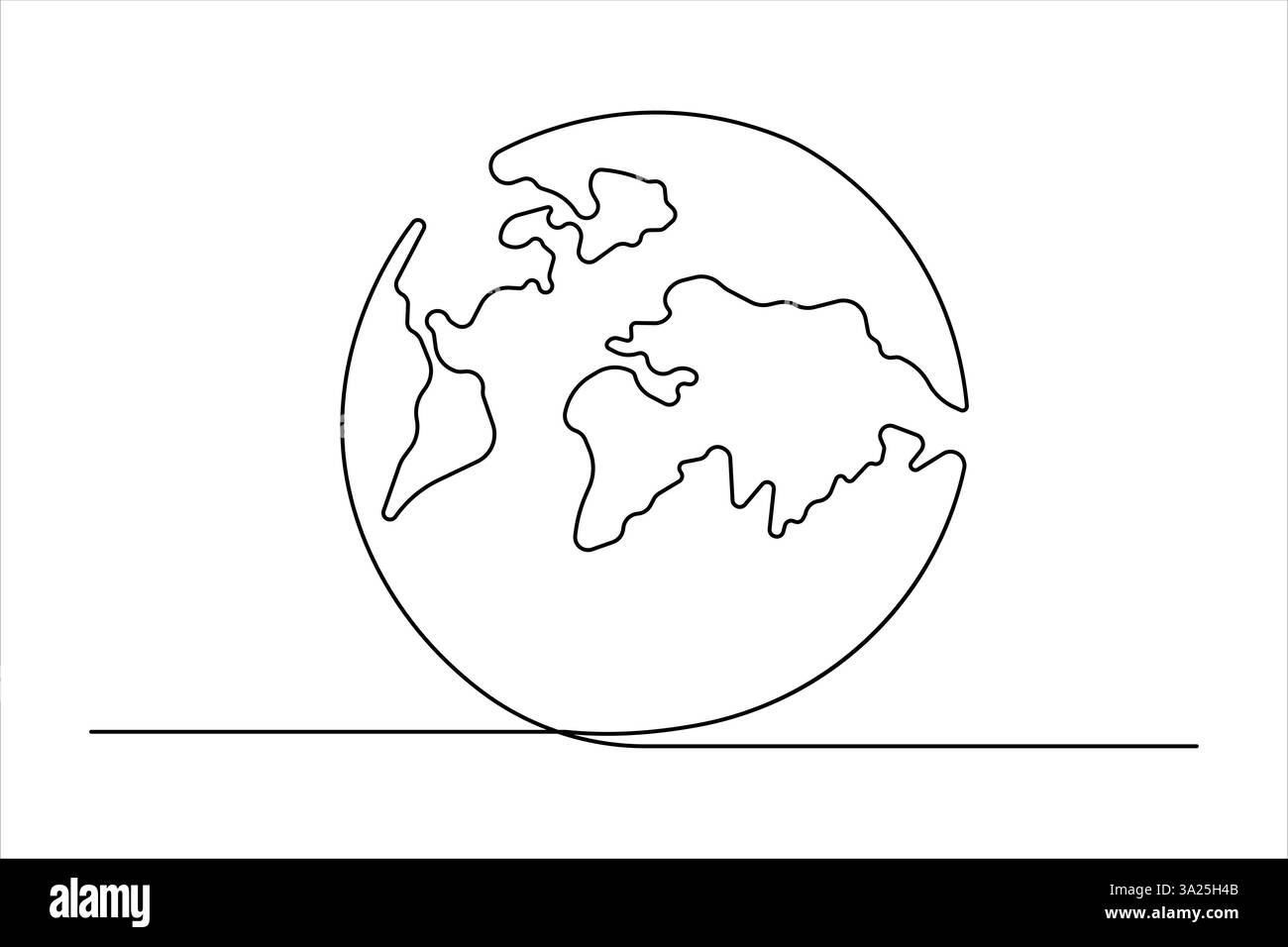 Una linea continua disegnando la mappa del mondo della Terra. Illustrazione vettoriale disegnata a mano Illustrazione Vettoriale