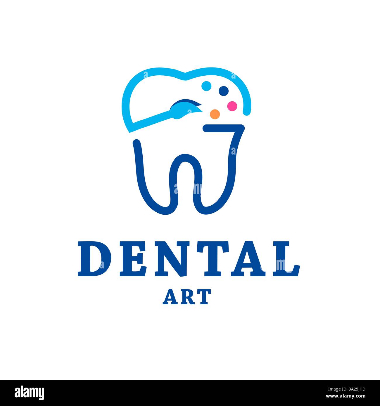 Logo Design per dentista con gli strumenti Pennello e tavolozza illustrazione disegno logo acquerello Illustrazione Vettoriale