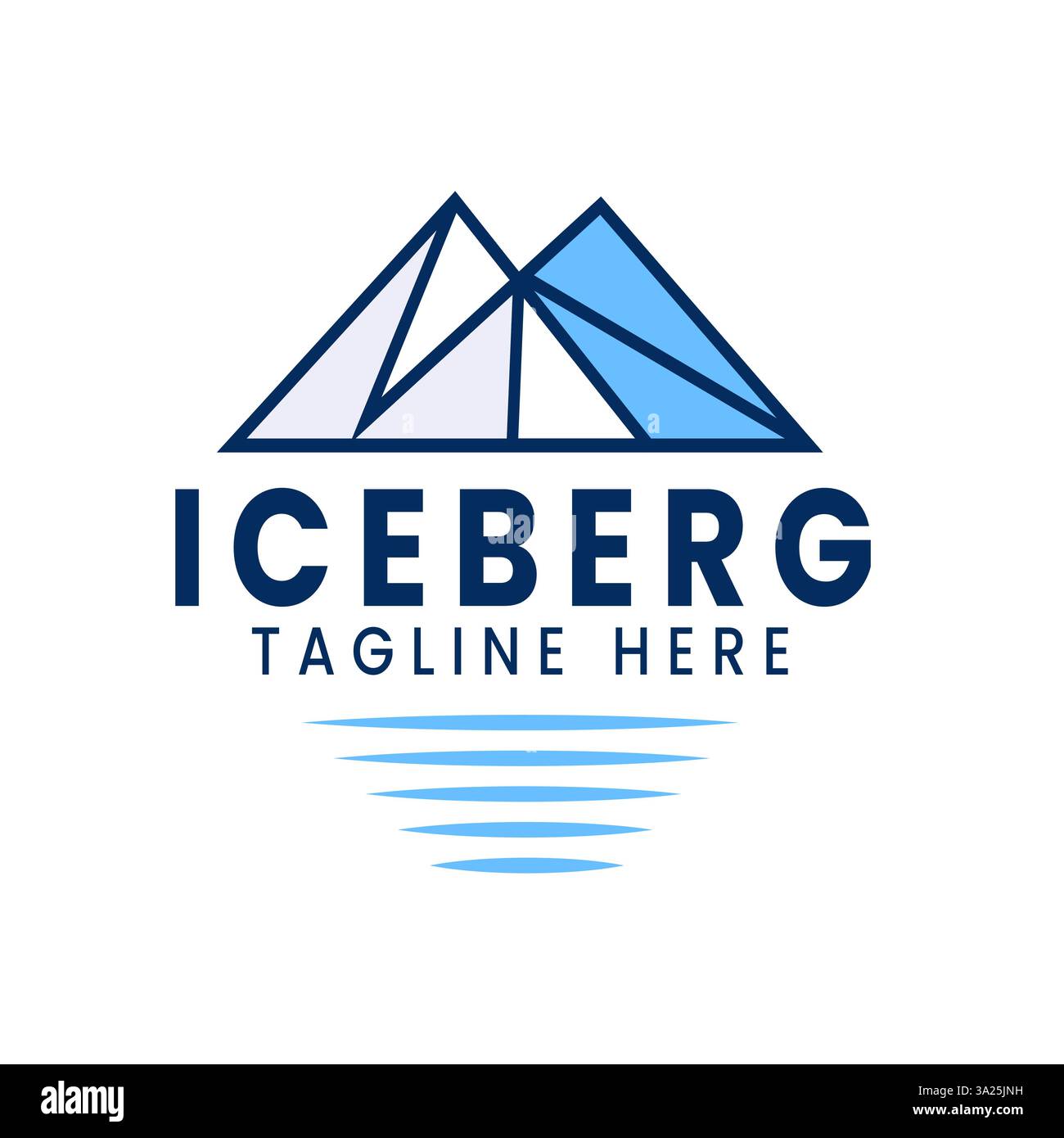 Logo iceberg, vettore Ice Blue Antarctic Mountains. Design nel paesaggio ghiacciato e innevato. Icona modello illustrativo adatta per azienda, spedizione, ENVI Illustrazione Vettoriale