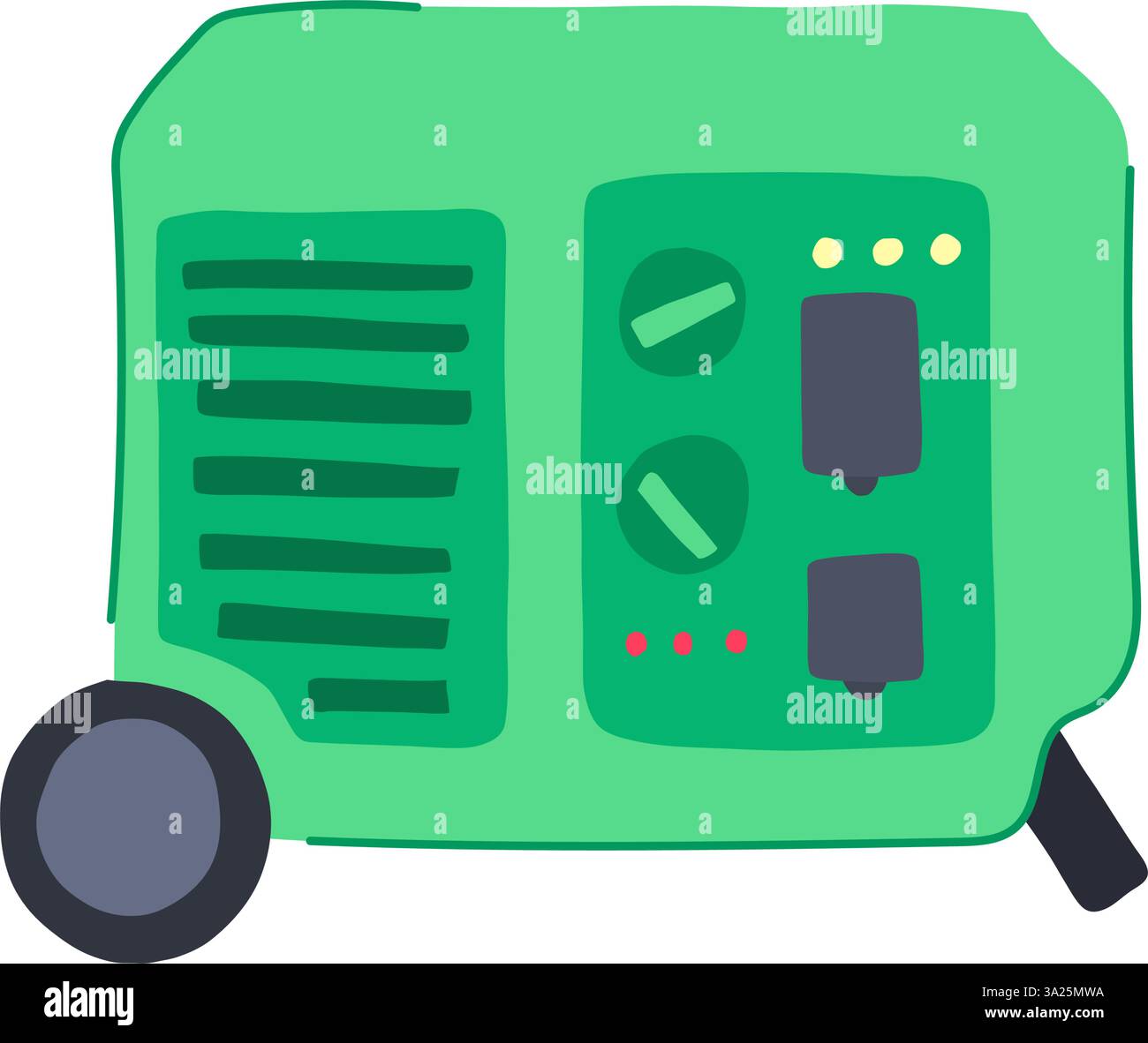 illustrazione vettoriale cartone animato del generatore di energia elettrica della batteria Illustrazione Vettoriale