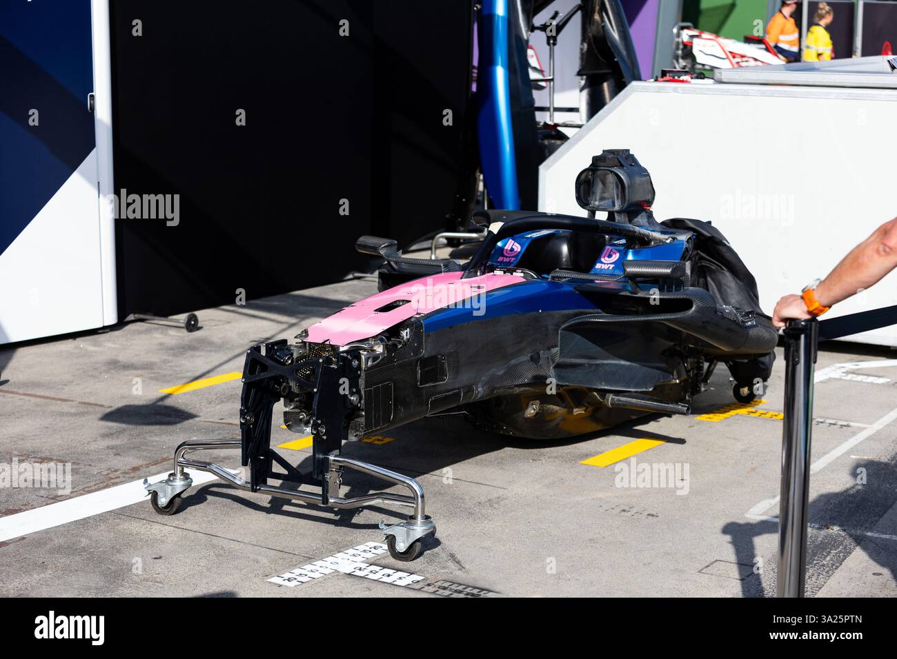 Alpine F1 Team A525, dettaglio meccanico chassisdurante la Formula 1 Louis Vuitton Australian Grand Prix 2025, 1° round del Campionato del mondo di Formula 1 FIA 2025 dal 14 al 16 marzo 2025 sul circuito Albert Park Grand Prix di Melbourne, Australia Foto Stock