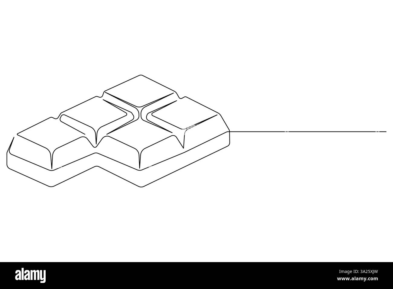 Disegno continuo di una linea di barretta di cioccolato, caramelle dolci disegnate a mano, illustrazione vettoriale Illustrazione Vettoriale