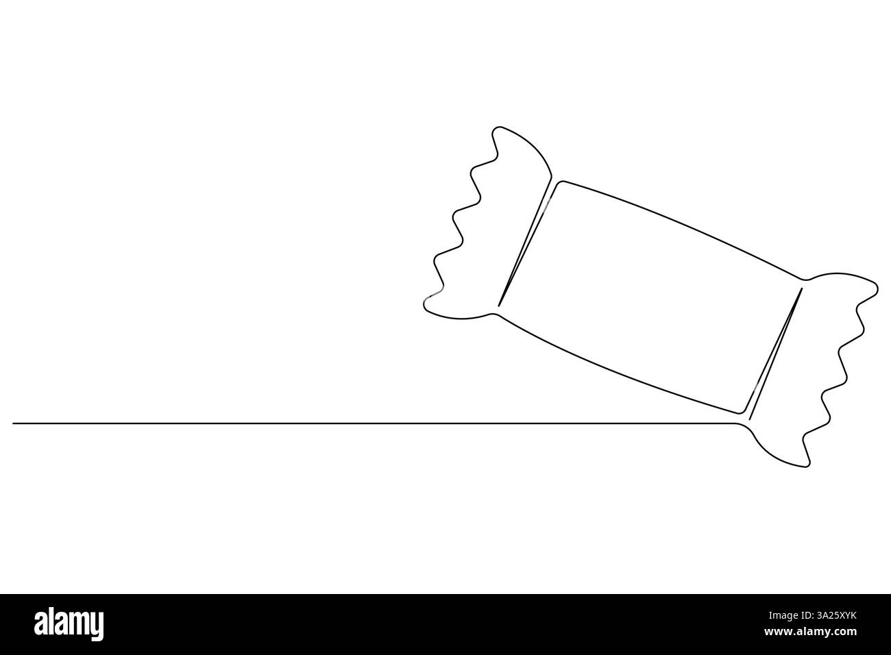 Disegno continuo di una linea di barretta di cioccolato, caramelle dolci disegnate a mano, illustrazione vettoriale Illustrazione Vettoriale