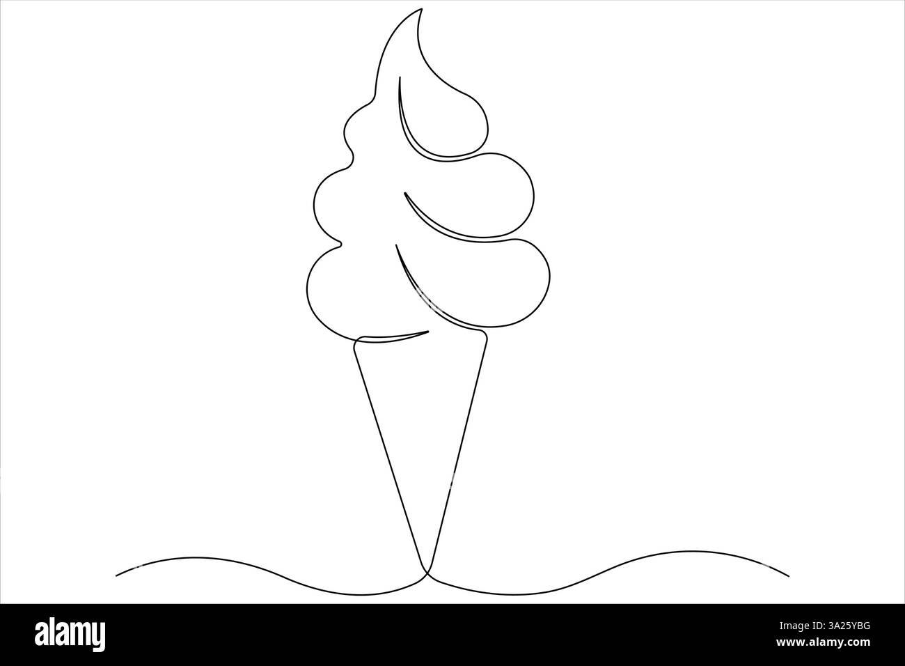 Disegno grafico continuo su una linea di gelato fresco e delizioso, design minimalista e vettoriale Illustrazione Vettoriale